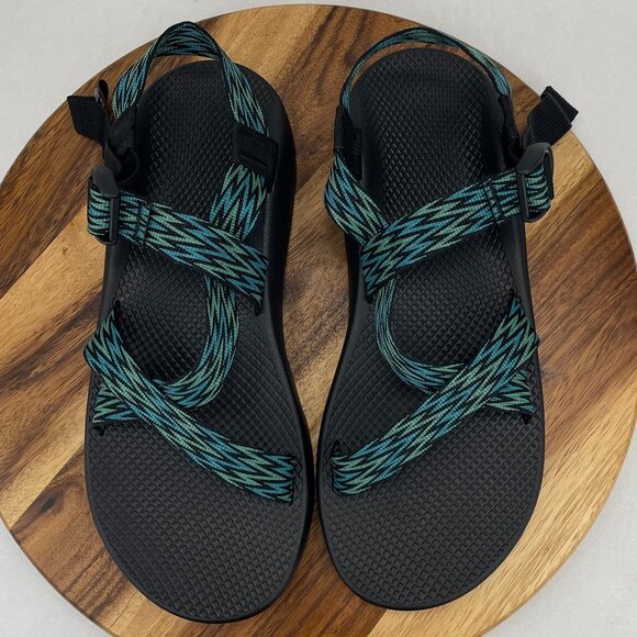 Chaco Z/Cloud  Mens Sz. 13 Strappy Green Blue Adjustable Hiking Sandals JCH10868 main image 7